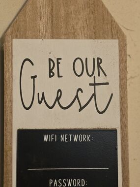 Source Unknown Be Our Guest WiFi Chalkboard Sign - White, Black, Brown